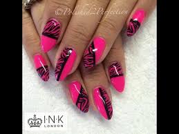 neon pink zebra stripe nails ink