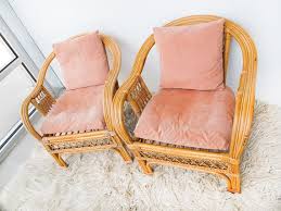 Bamboo Lounge Chairs With Dusty Rose