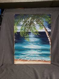 Beach Painting Pallet Art Hand Painted