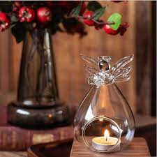 Cute Angel Glass Candle Holder Crystal