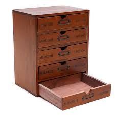 5 drawers wood makeup holder case