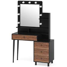 makeup vanity table with lighted mirror