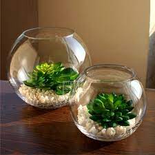 glass bowl decor flower pots