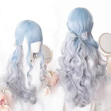 Midnight blue textured above the shoulders wig zoey $34.95. Pastel Blue Grey Lolita Long Curl Wig C13929 Cospicky