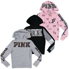 Victorias Secret Pink Hoodie Bling Full Zip Sweatshirt Top