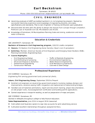 The construction field requires specific technical. Sample Resume For An Entry Level Civil Engineer Monster Com