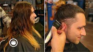 A taper haircut looks quite modern with more hair on top. Long Hair With Taper Fade Barbershop Haircut Youtube