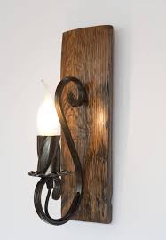 Rustic Wall Lamp Wood And Wrought Iron