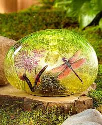 Solar Glass Garden Stone Hummingbird