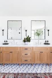 Dual Washstand With Black Frame Mirrors