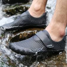Men Mesh Quick Dry Non Slip Hook Loop Boating Upstream Water Shoes