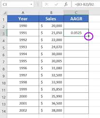 calculate annual growth rate in excel