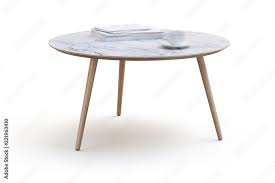 Modern White Round Coffee Table On Thin