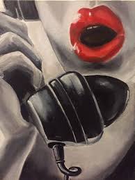 red lips painting woman lips wall art