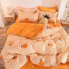 orange bedding set printed bed linen