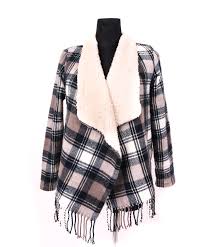 Details About Hollister Womens Jacket Poncho Warmed Checks L