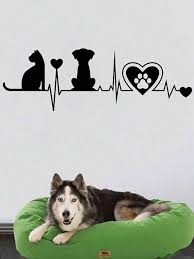 Dog Cat Silhouette Heartbeat Vinyl