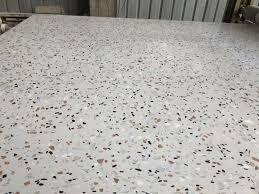 white terrazzo flooring polished