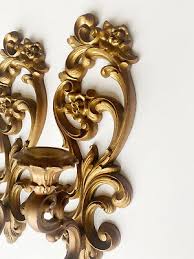 Vintage Homco Gold Ornate Wall Sconce