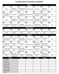 insanity calendar and workout schedule