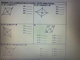 Find class notes for your course. Solved Directions Each Quadrilateral Below Is A Rhombus Chegg Com