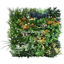 colorful artificial plants wall panel