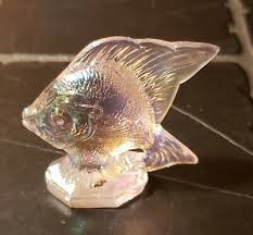 Pink Carnival Glass Fish Figurine
