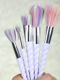 unicorn makeup brushes set in light