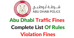 abu dhabi traffic fines complete list