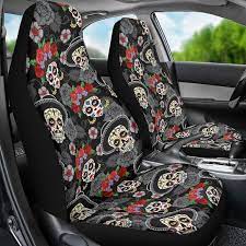 Front Seat Covers Sugar Skull