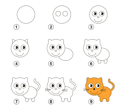 how to draw a cute kitten for kids in