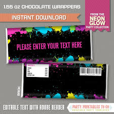 Neon Glow Party Standard Size Chocolate Wrappers Glow In