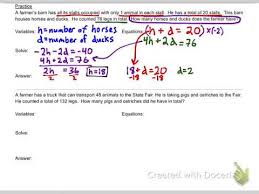 of equations word problem notes