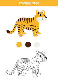 color cute cartoon tiger worksheet for