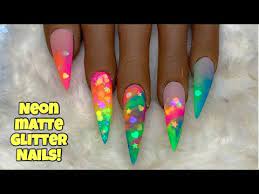 neon matte glitter nails nail sugar