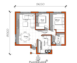 Low Cost 2 Bedroom House Plan 70sqm