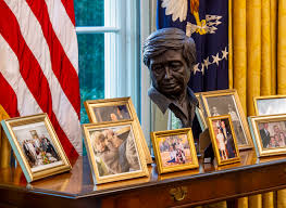 A bust of mexican american farm labor leader cesar. A Look Inside Biden S Oval Office The Spokesman Review