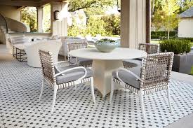 Round Ivory Wicker Outdoor Dining Table