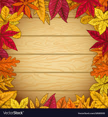 Border From Autumn Leaves On Wooden Background Vector Image