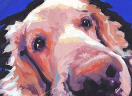 Golden Retriever Dog Portrait Print Of