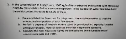 Solved 2 In The Concentration Of Orange Juice 1000 Kg H