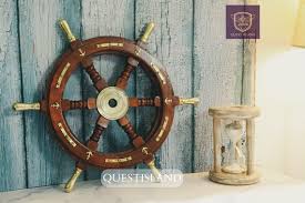 Ship Wheel Wooden And Brass 18 Inches
