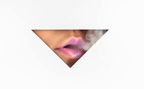 smoke in triangle on white paper background