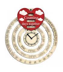 Wooden Perpetual Calendar With Clock