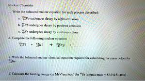 solved nuclear chemistry write the