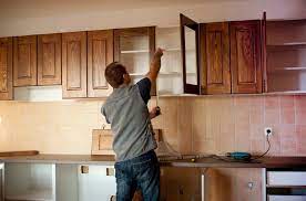 Kitchen With A Glass Front Cabinet