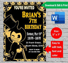 Archive of freely downloadable fonts. Bendy And The Ink Machine Party Invitation Printable