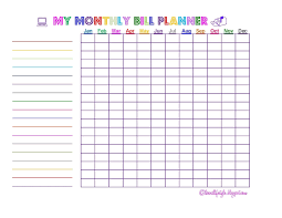 Free Printable Monthly Bill Chart Template Calendar Printable
