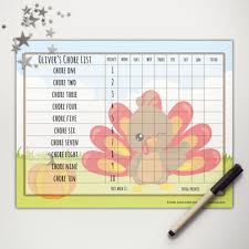 Little Turkey Basic Chore Chart With Point System Printable