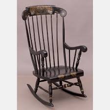 I tore it apart, reglued and pegged it, and used hd americana chalky paint and glaze to give it this worn finish. A Hitchcock Style Stencil Painted Rocking Chair By Ethan Allen 20th Century Sold At Auction On 15th June Bidsquare